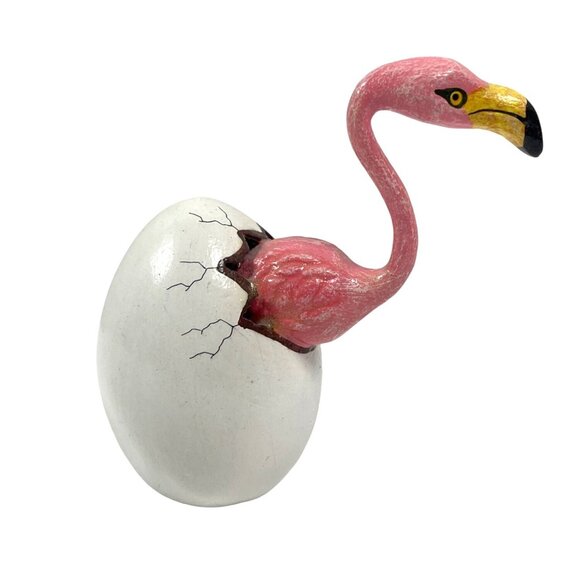 Mexico Pink Flamingo Chick Bird Hatching Egg Bustamante Style Collectible VTG - Picture 3 of 7